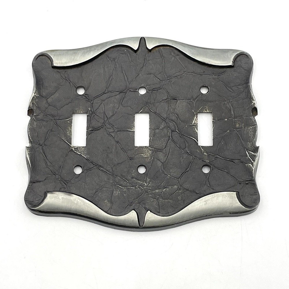 Vintage 1960s Amerock Tack Triple Toggle Switch Plate Cover Metal 6.75" x 5.75"